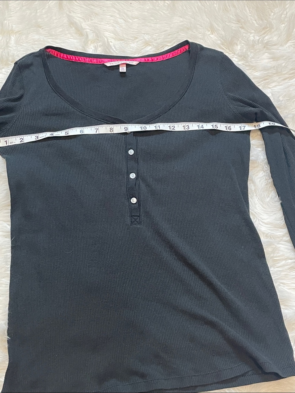 Victoria's Secret Black Long-Sleeve Sleep Henley Medium - Picture 10 of 14